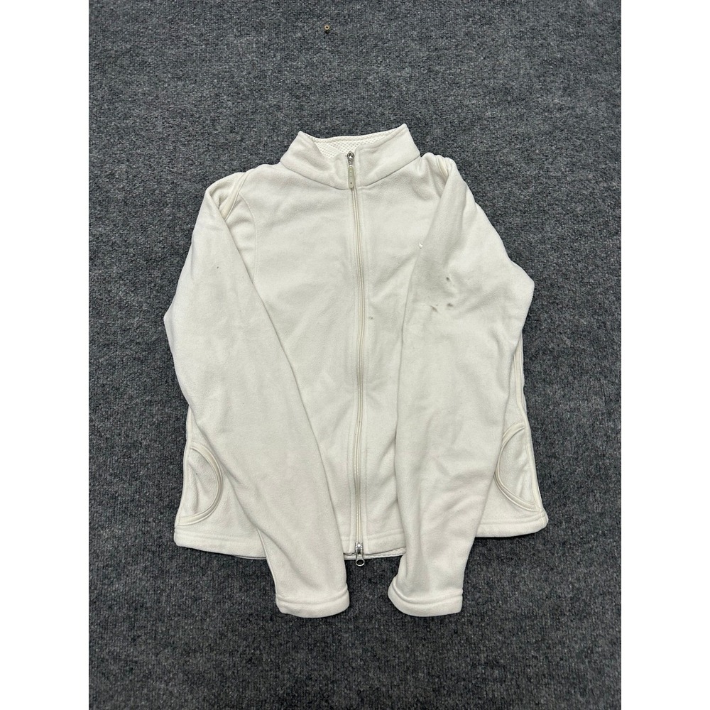 Nike Fleece Jacket Womens Size M White Therma-FIT Full Zip Mock Neck Flaw